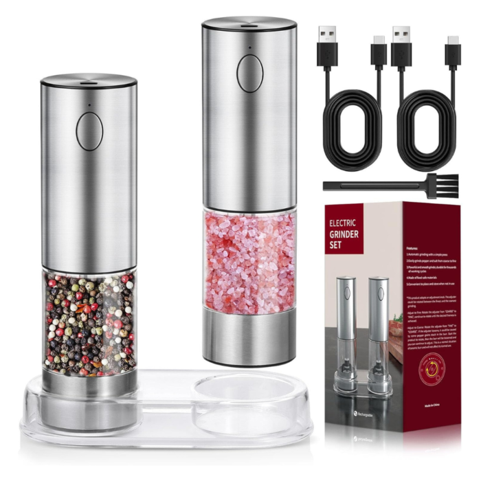 Electric Grinder set Salt and Pepper Rechargeable With Light