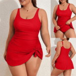 Plus Size Swimdress for Women One Piece Swimsuit Tummy Control Swim Dresses Skirt Bathing Suit - Eomenie